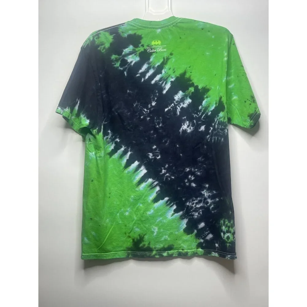 Joker Harley Quinn x Color Bars Tie Dye Men's Batman Black Green Tee L